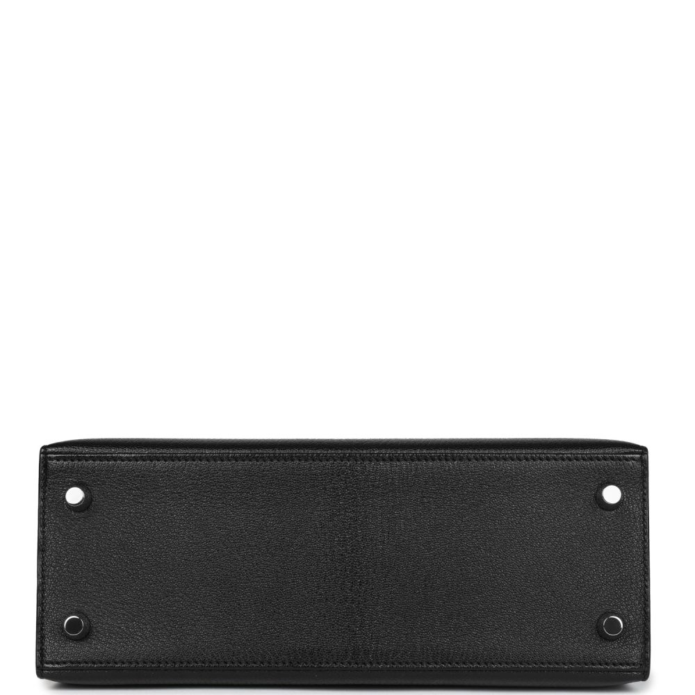 Pre-owned Hermes Kelly Sellier 25 Black Chevre Mysore Gold Hardware - Image 6
