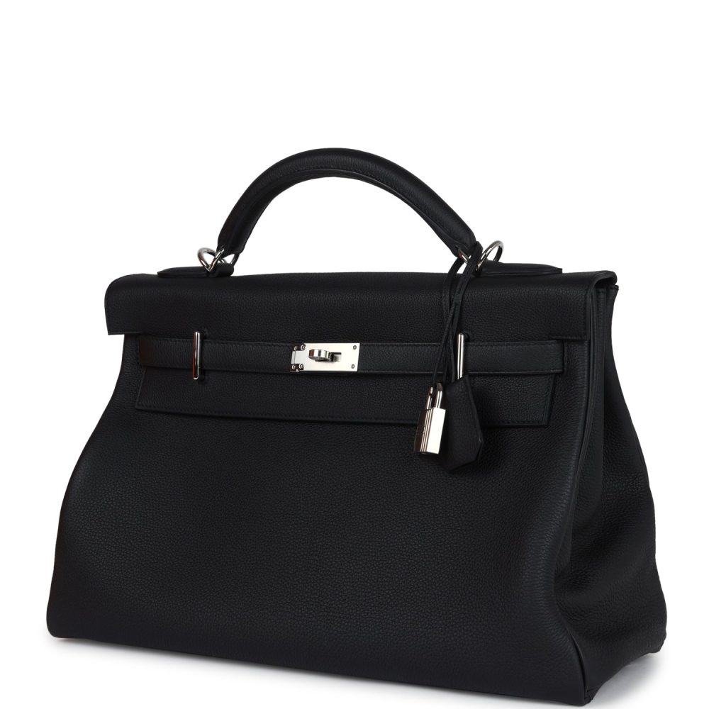 Hermes Kelly 42 Maxi Black Togo Palladium Hardware - Image 5