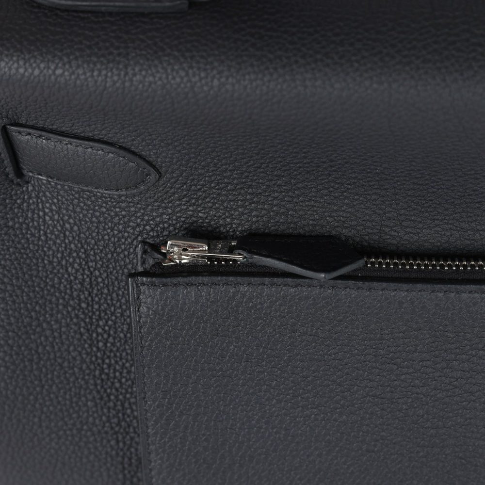 Hermes Kelly 42 Maxi Black Togo Palladium Hardware - Image 7