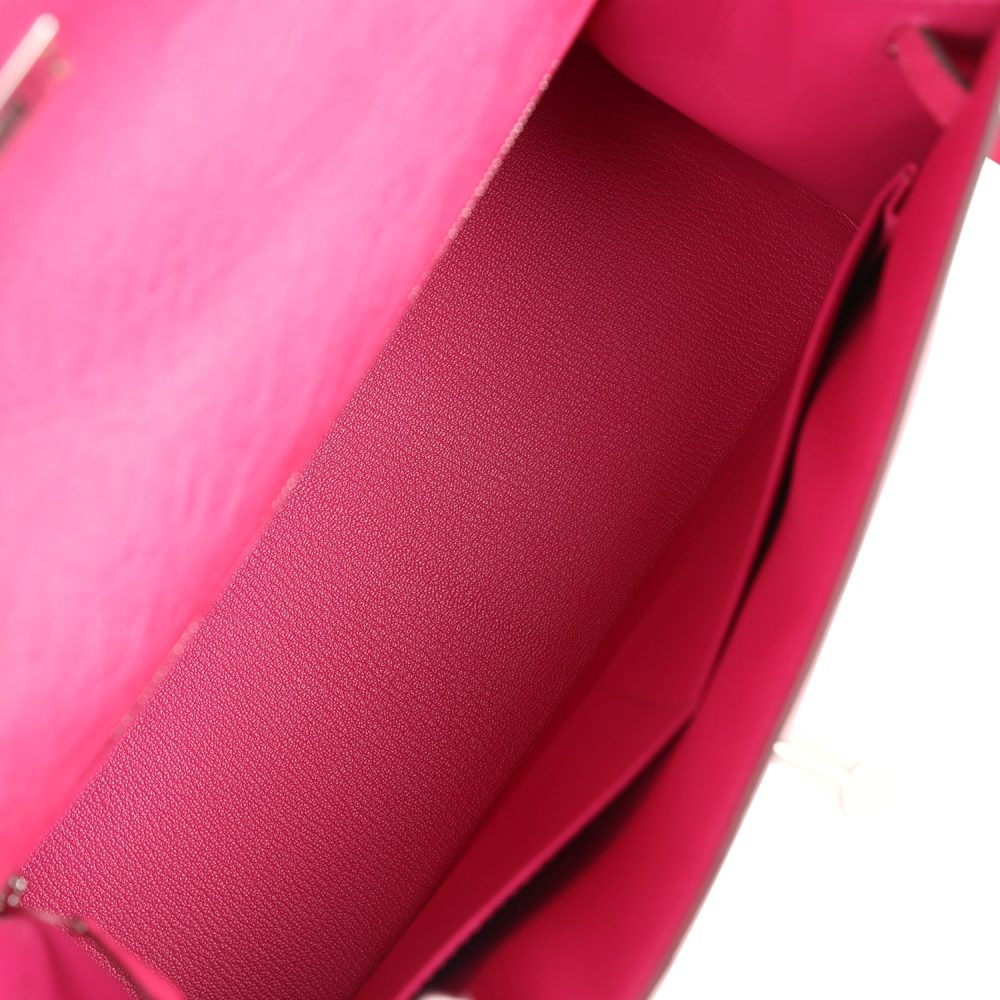 Hermes Kelly Sellier 28 Rose Tyrien Ostrich Palladium Hardware - Image 8