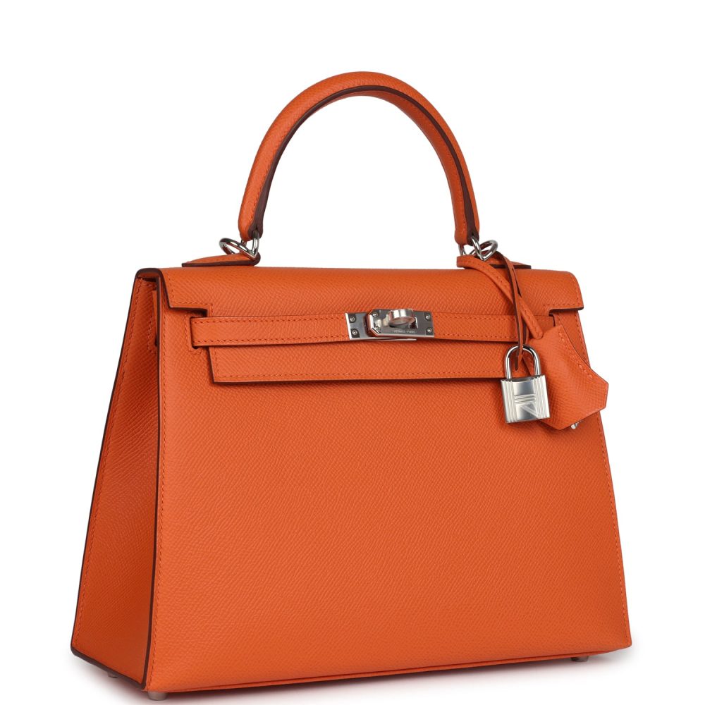 Hermes Kelly Sellier 25 Orange Epsom Palladium Hardware - Image 2