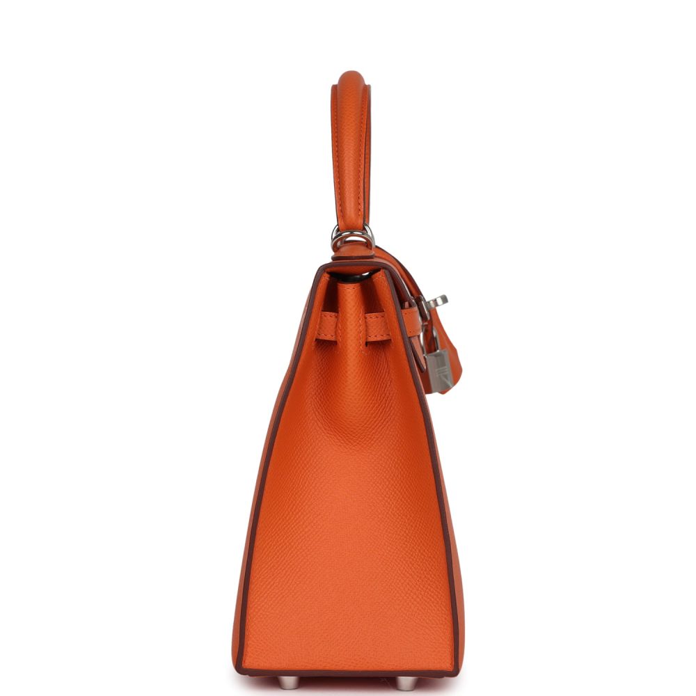 Hermes Kelly Sellier 25 Orange Epsom Palladium Hardware - Image 3