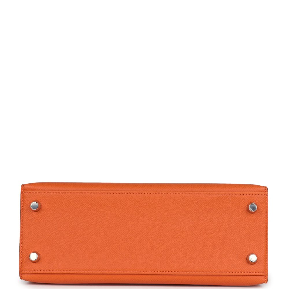 Hermes Kelly Sellier 25 Orange Epsom Palladium Hardware - Image 6