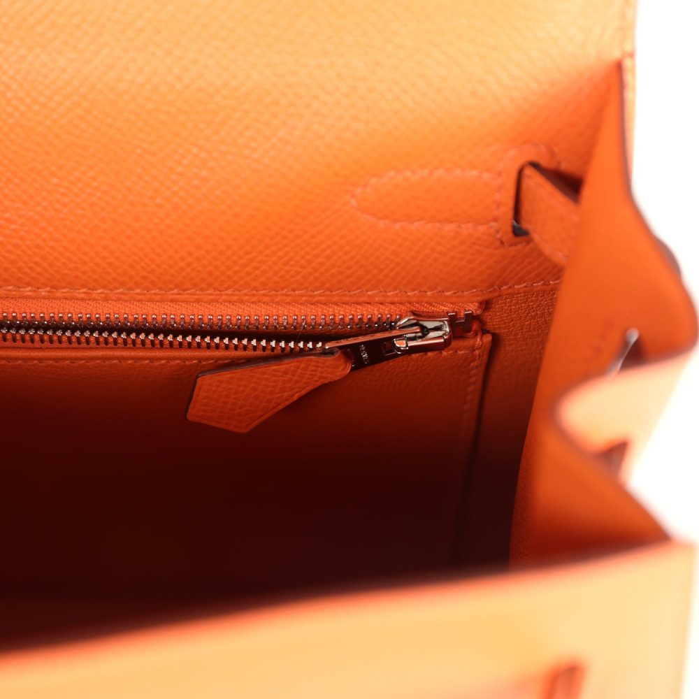 Hermes Kelly Sellier 25 Orange Epsom Palladium Hardware - Image 9