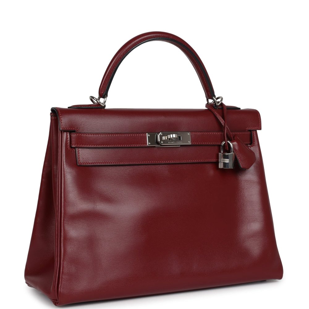 Pre-owned Hermes Kelly Retourne 32 Rouge H Box Palladium Hardware - Image 2