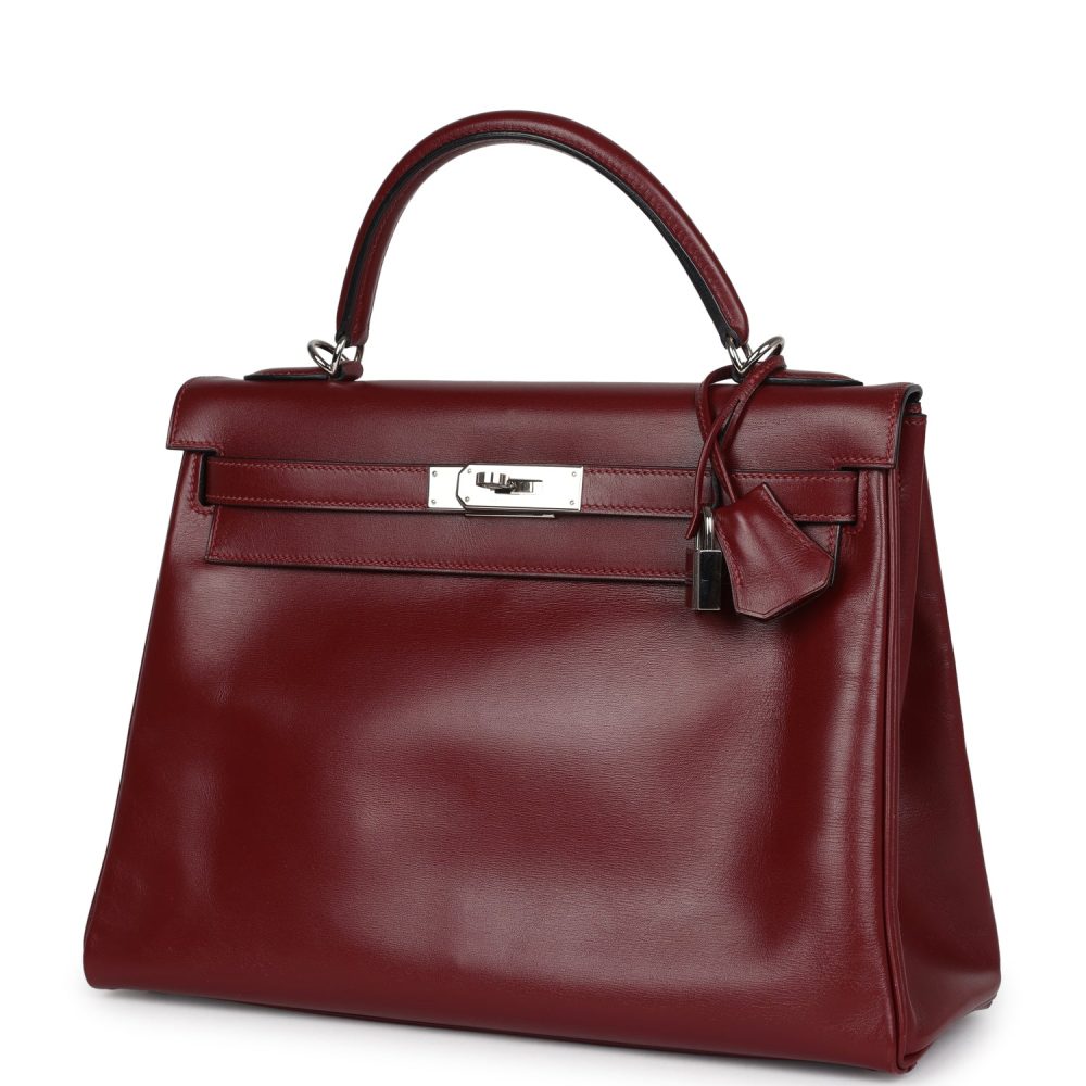 Pre-owned Hermes Kelly Retourne 32 Rouge H Box Palladium Hardware - Image 5