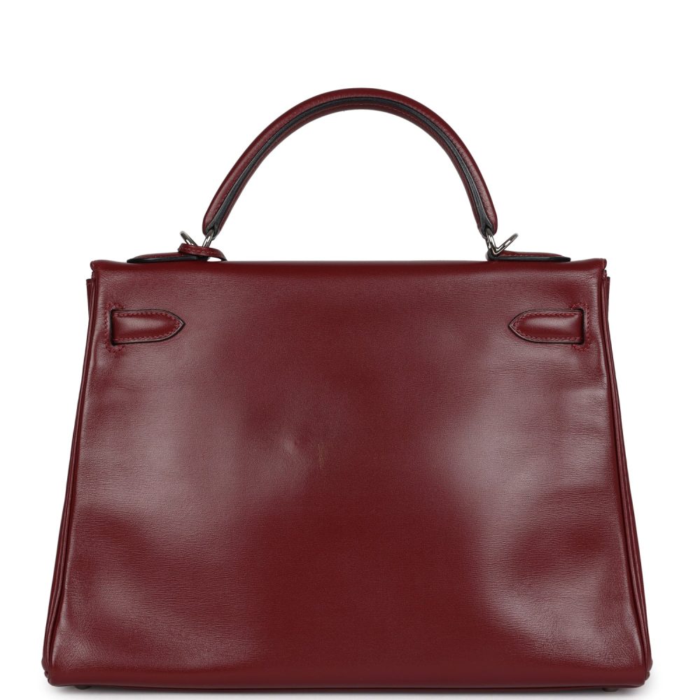 Pre-owned Hermes Kelly Retourne 32 Rouge H Box Palladium Hardware - Image 4