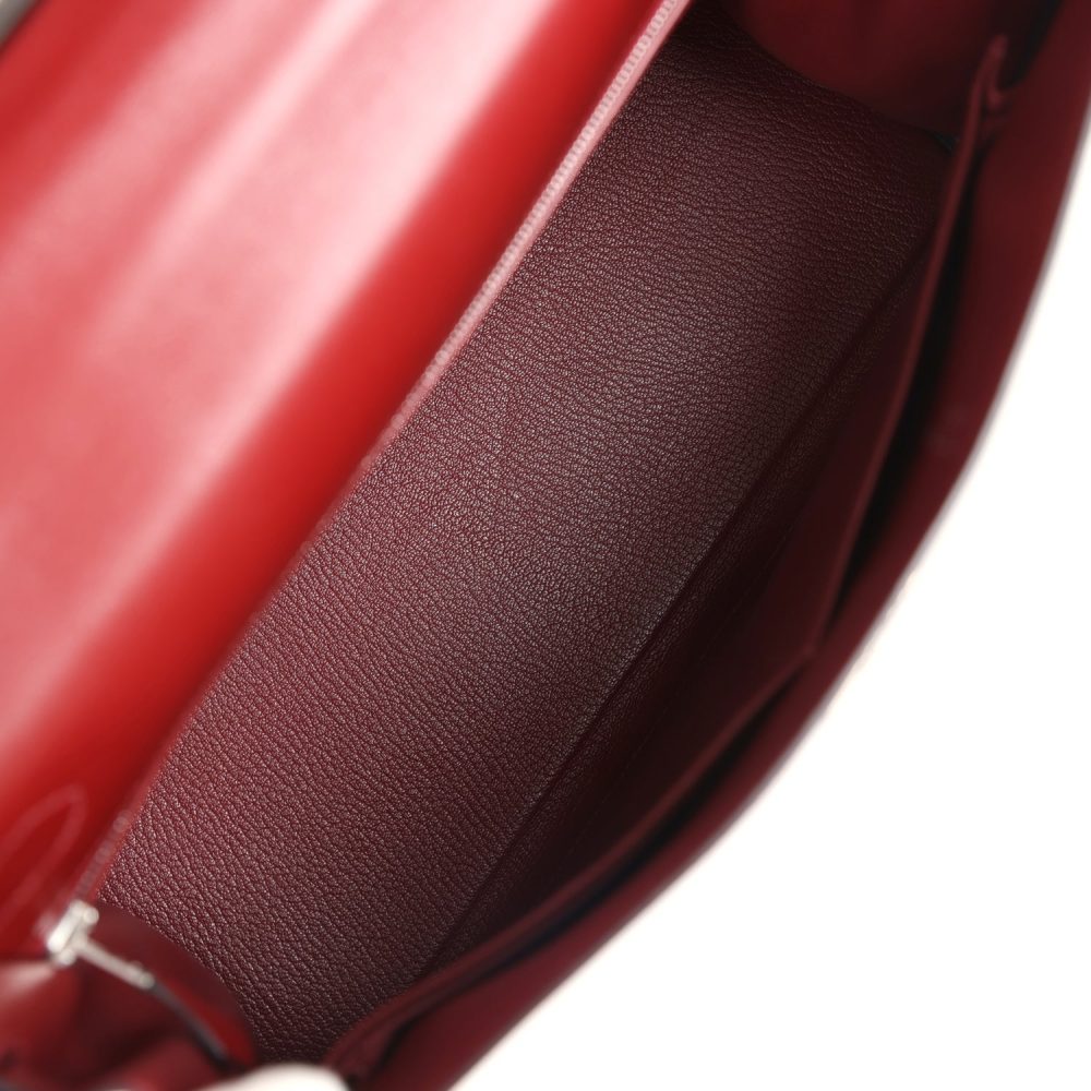 Pre-owned Hermes Kelly Retourne 32 Rouge H Box Palladium Hardware - Image 8