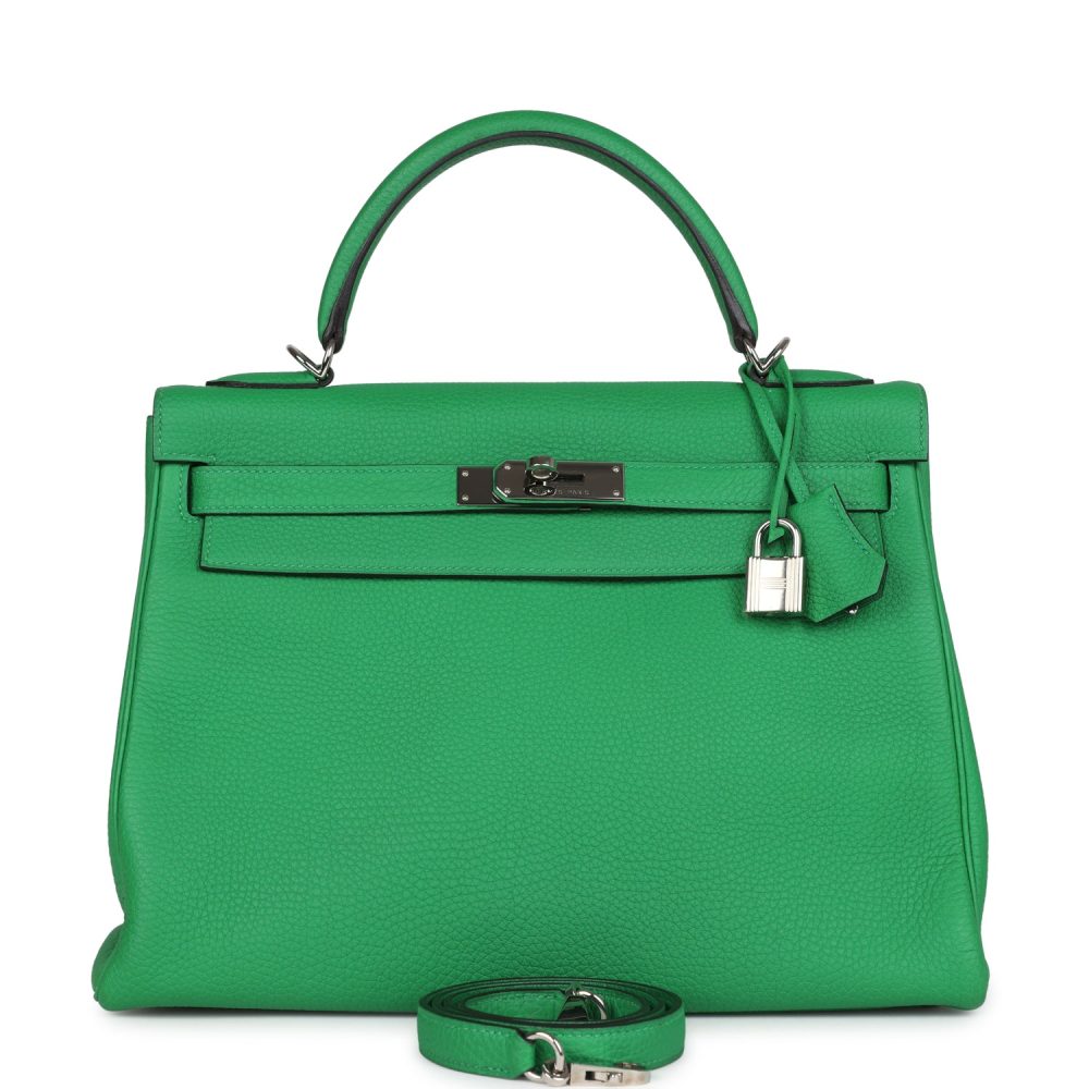 Pre-owned Hermes Kelly Retourne 32 Bambou Togo Palladium Hardware