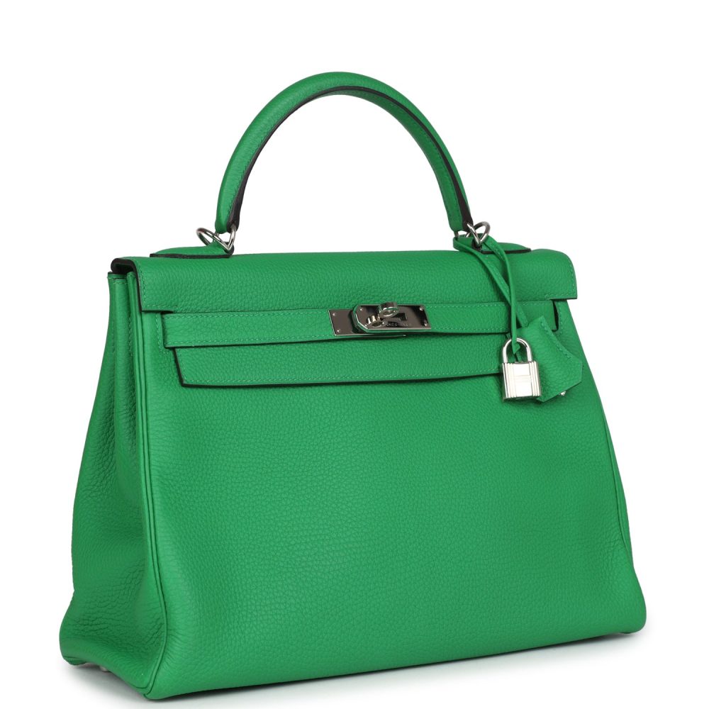 Pre-owned Hermes Kelly Retourne 32 Bambou Togo Palladium Hardware - Image 2