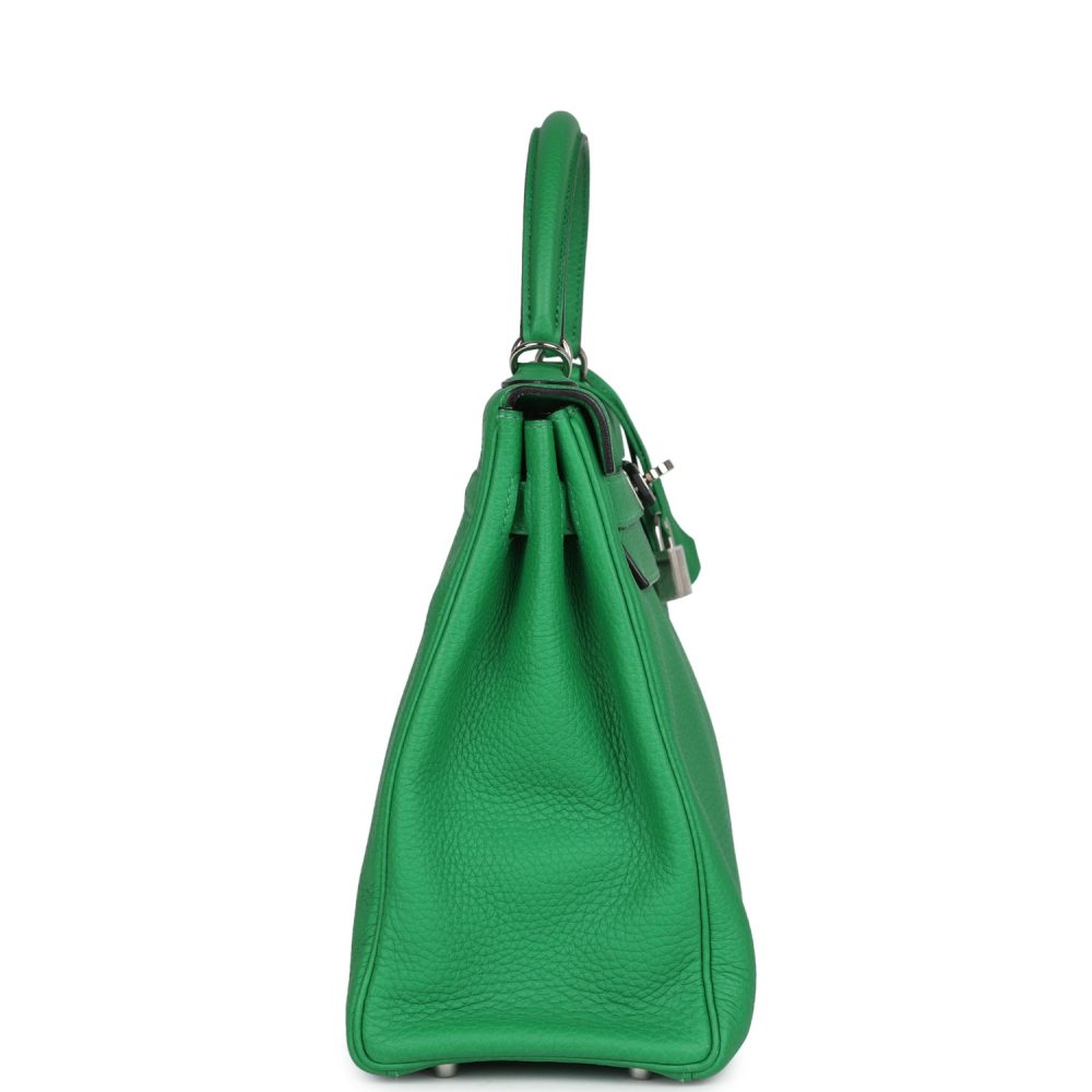 Pre-owned Hermes Kelly Retourne 32 Bambou Togo Palladium Hardware - Image 3