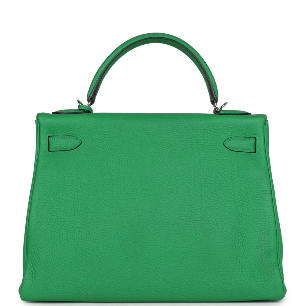 Pre-owned Hermes Kelly Retourne 32 Bambou Togo Palladium Hardware - Image 4
