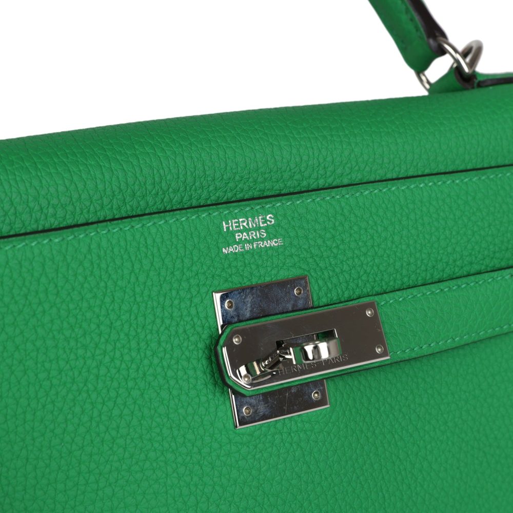 Pre-owned Hermes Kelly Retourne 32 Bambou Togo Palladium Hardware - Image 7