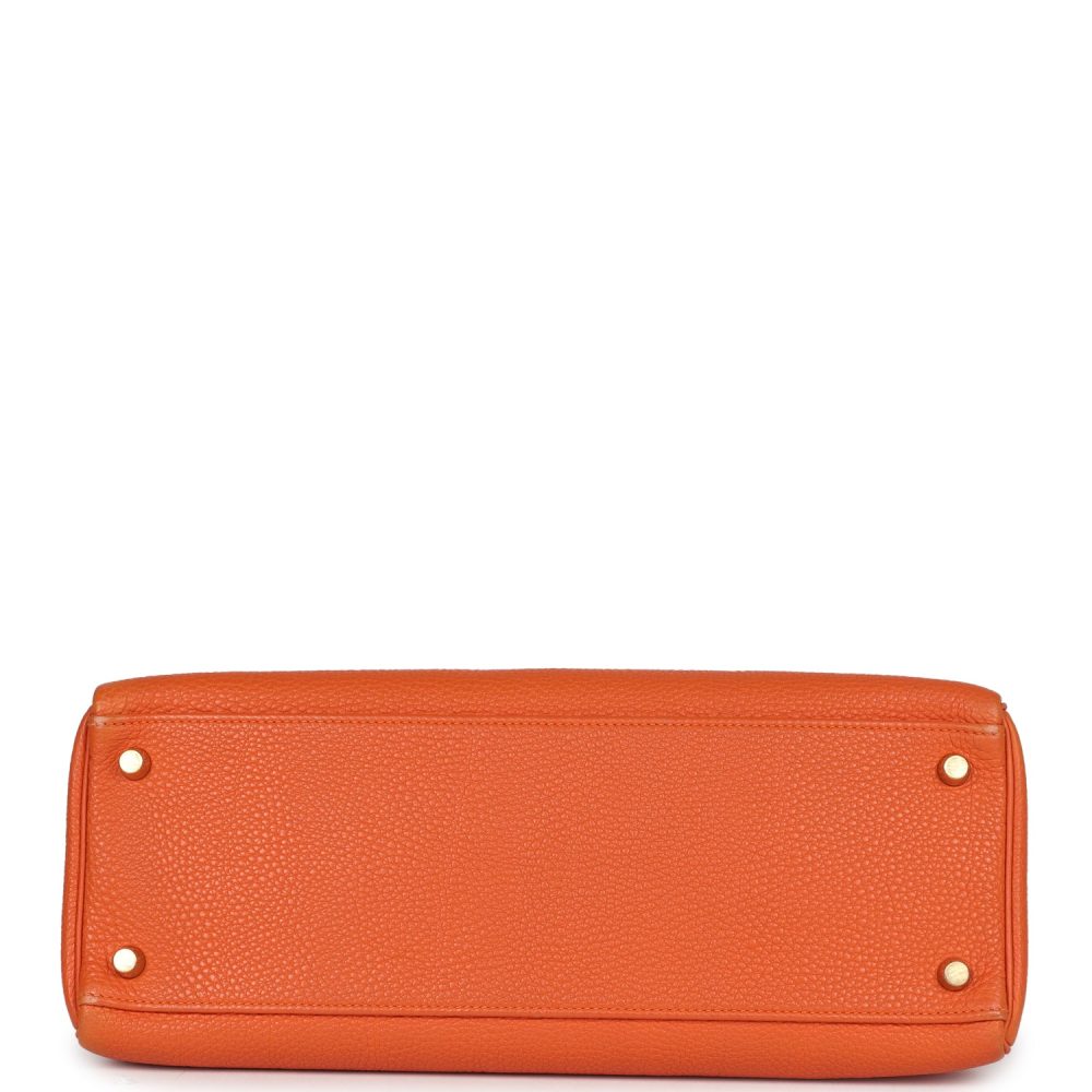 Vintage Hermes Kelly Retourne 32 Orange Togo Gold Hardware - Image 6