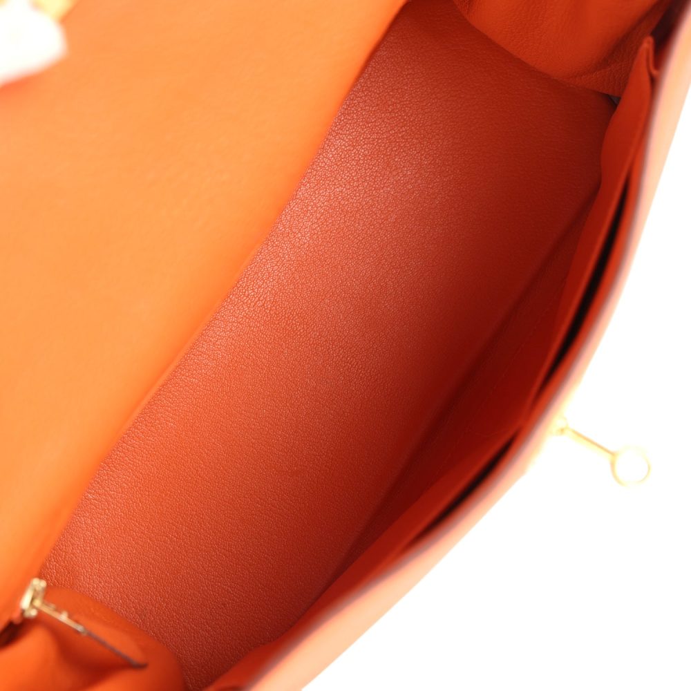 Vintage Hermes Kelly Retourne 32 Orange Togo Gold Hardware - Image 8