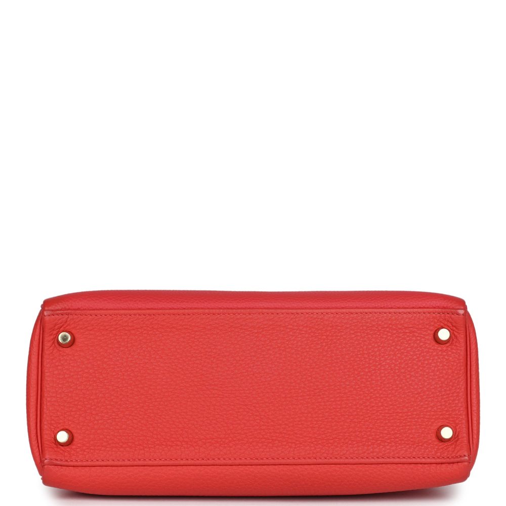 Pre-owned Hermes Kelly Retourne 28 Rouge Pivoine Togo Gold Hardware - Image 6