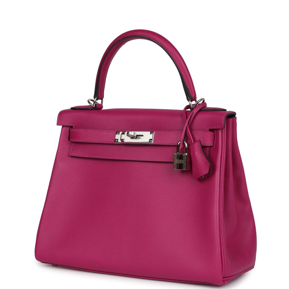 Hermes Kelly Retourne 28 Rose Poupre Evercolor Palladium Hardware - Image 5