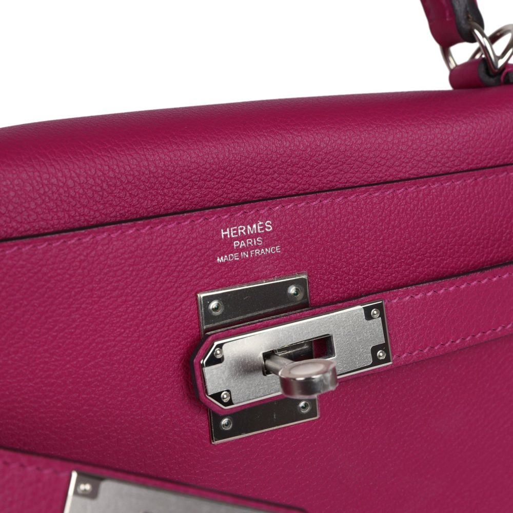 Hermes Kelly Retourne 28 Rose Poupre Evercolor Palladium Hardware - Image 7