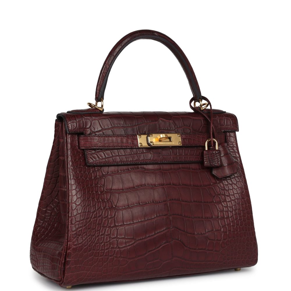 Hermes Kelly Retourne 28 Bordeaux Matte Alligator Gold Hardware - Image 2