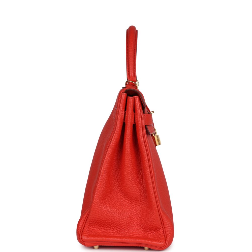 Pre-owned Hermes Kelly Retourne 35 Capucine Togo Gold Hardware - Image 3