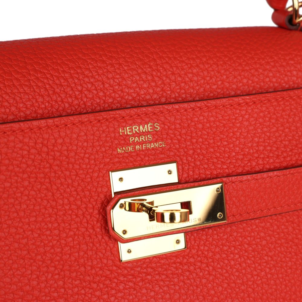 Pre-owned Hermes Kelly Retourne 35 Capucine Togo Gold Hardware - Image 7
