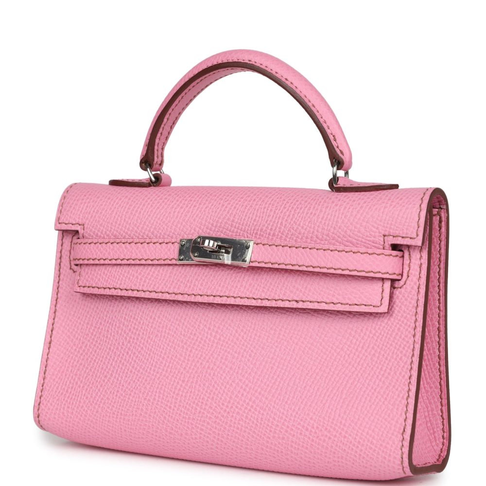 Pre-owned Hermes Micro Kelly 15 Bubblegum Epsom Palladium Hardware - Image 5