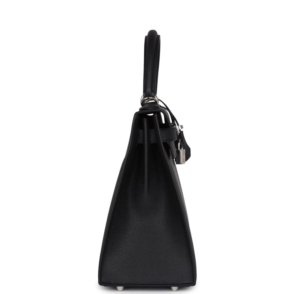 Hermes Kelly Sellier 28 Black Epsom Palladium Hardware - Image 4