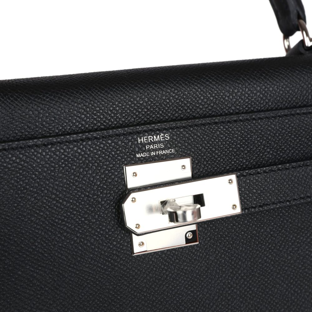 Hermes Kelly Sellier 28 Black Epsom Palladium Hardware - Image 7