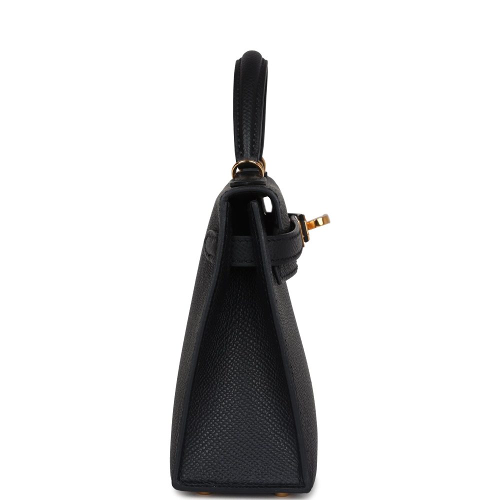 Hermes Kelly Sellier 20 Black Epsom Gold Hardware - Image 3