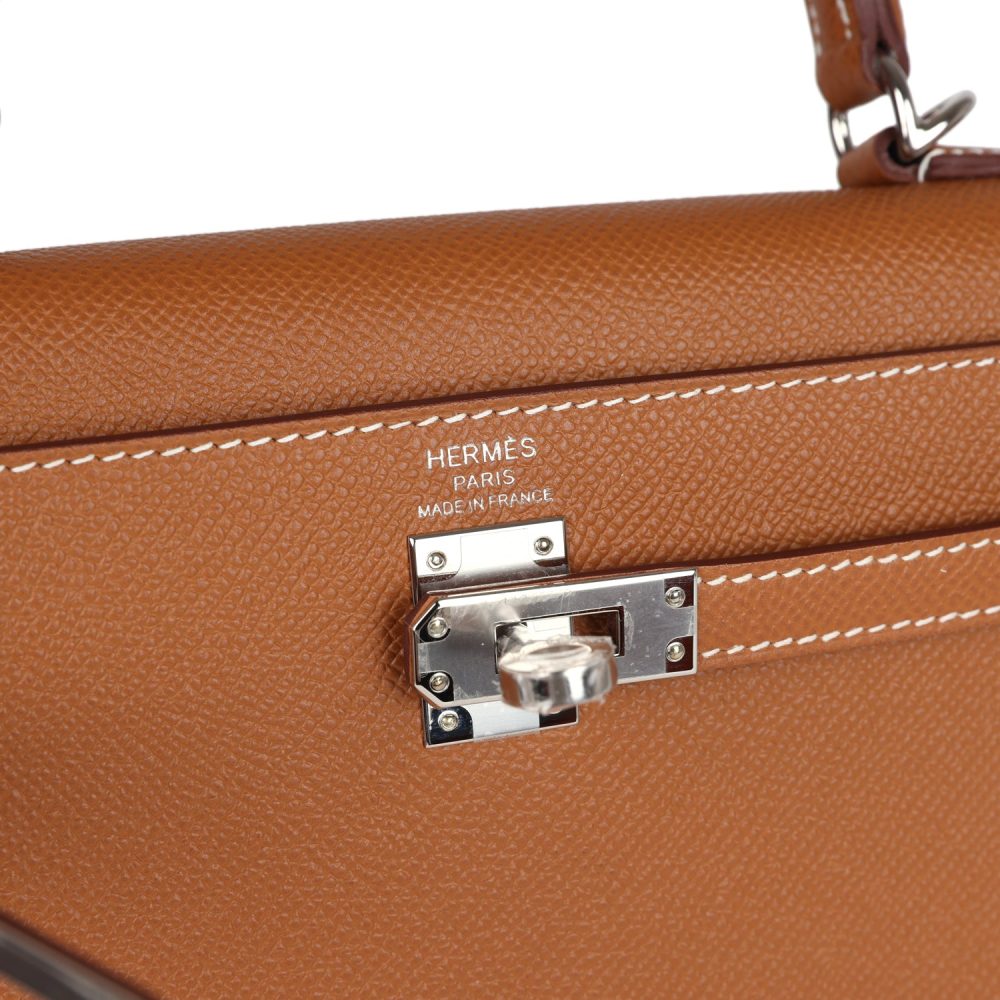 Hermes Kelly Sellier 25 Gold Epsom Palladium Hardware - Image 7