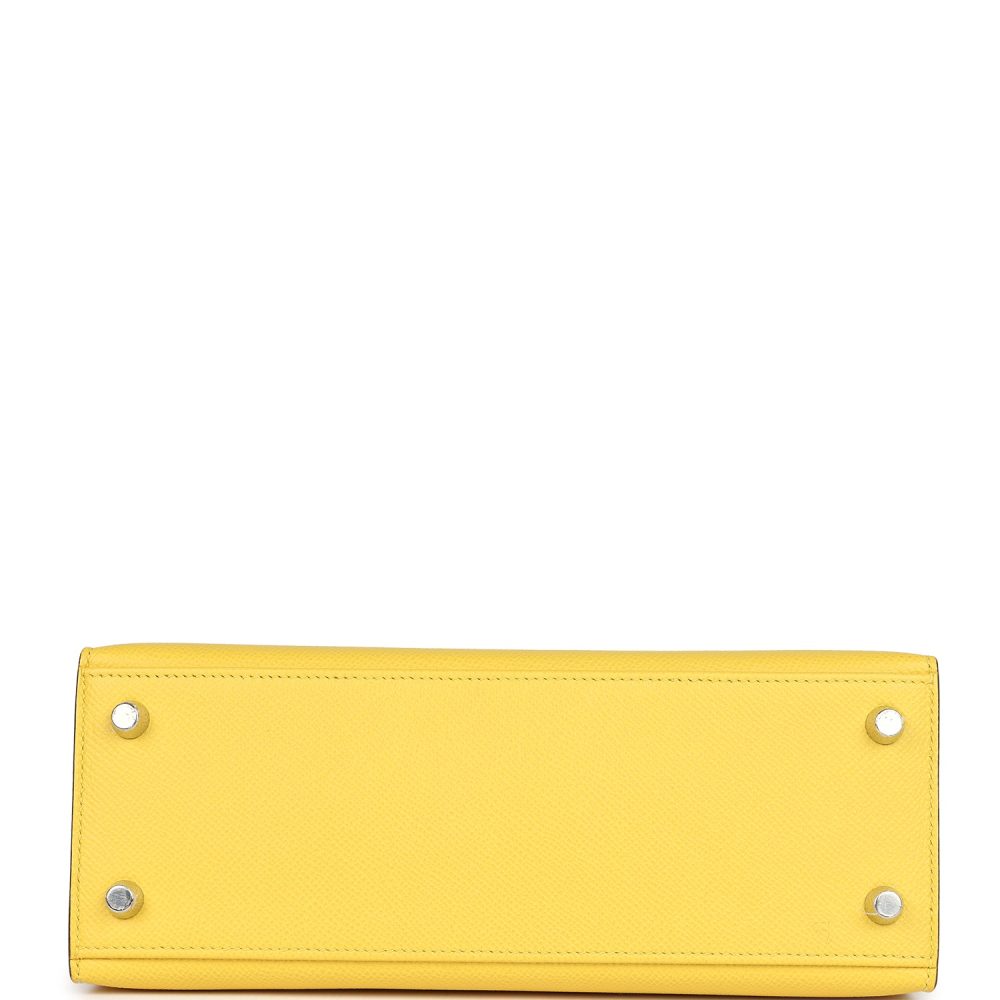 Pre-owned Hermes Kelly Sellier 25 Jaune De Naples Epsom Palladium Hardware - Image 6