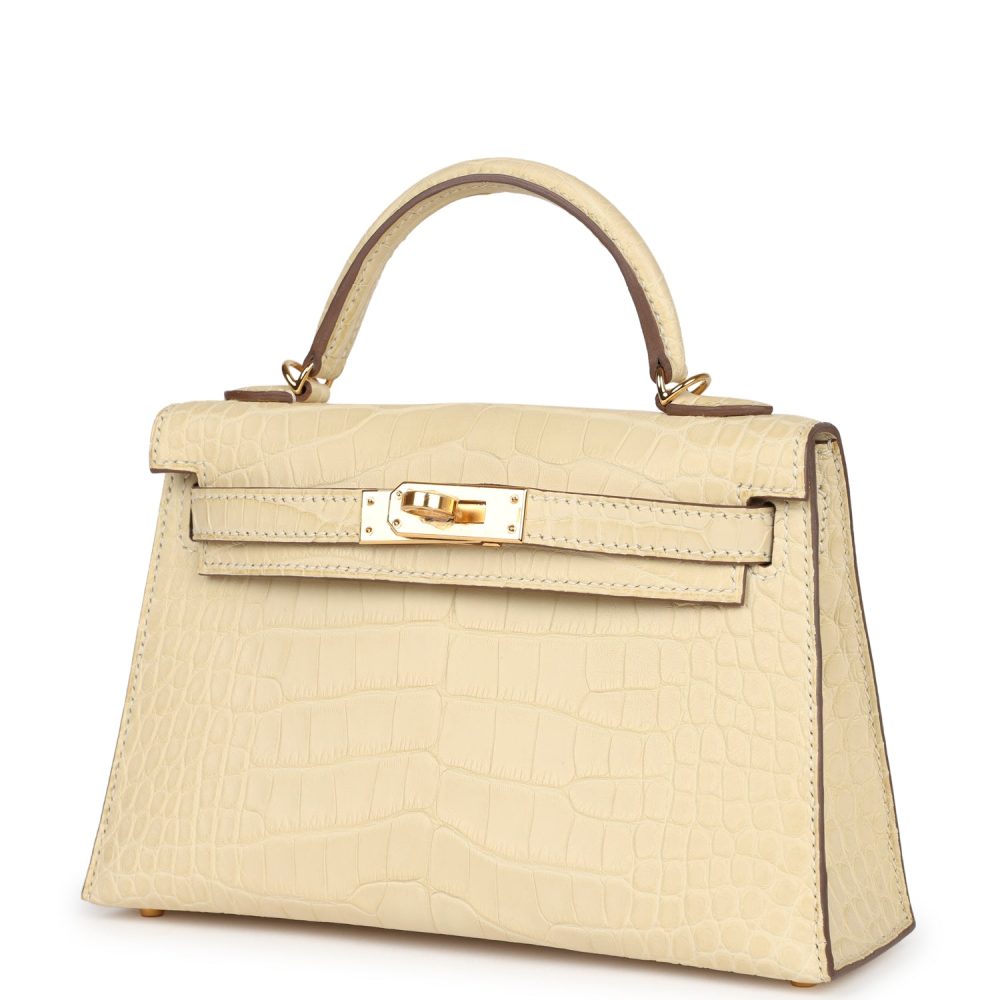 Hermes Kelly Sellier 20 Vanille Matte Alligator Gold Hardware - Image 5