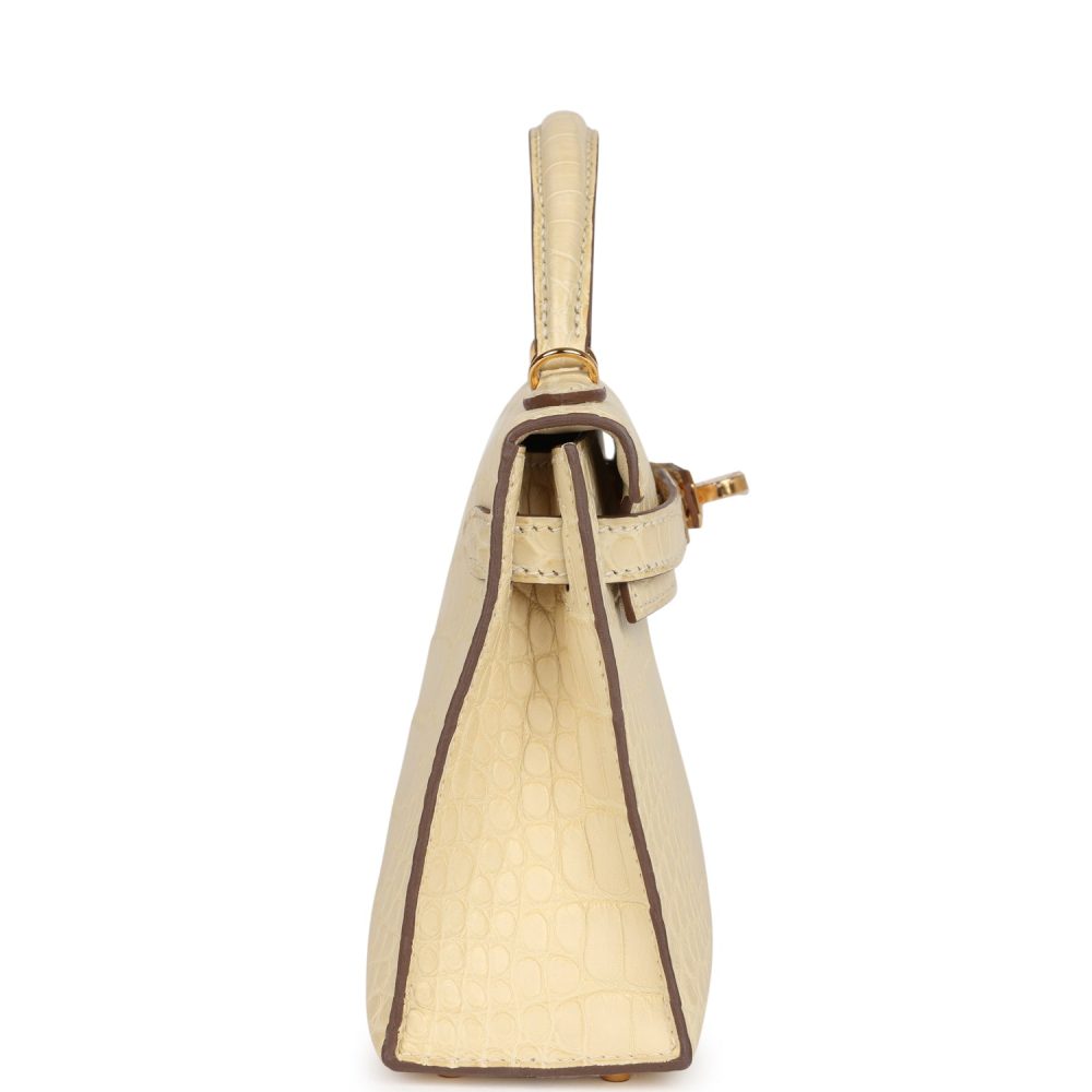 Hermes Kelly Sellier 20 Vanille Matte Alligator Gold Hardware - Image 3