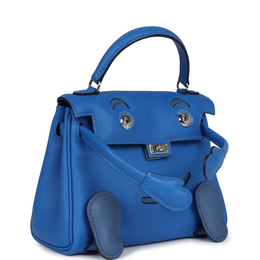 Hermes "Quelle Idolle" Kelly Doll Bleu Zellige and Bleu Agate Swift Palladium Hardware - Image 2