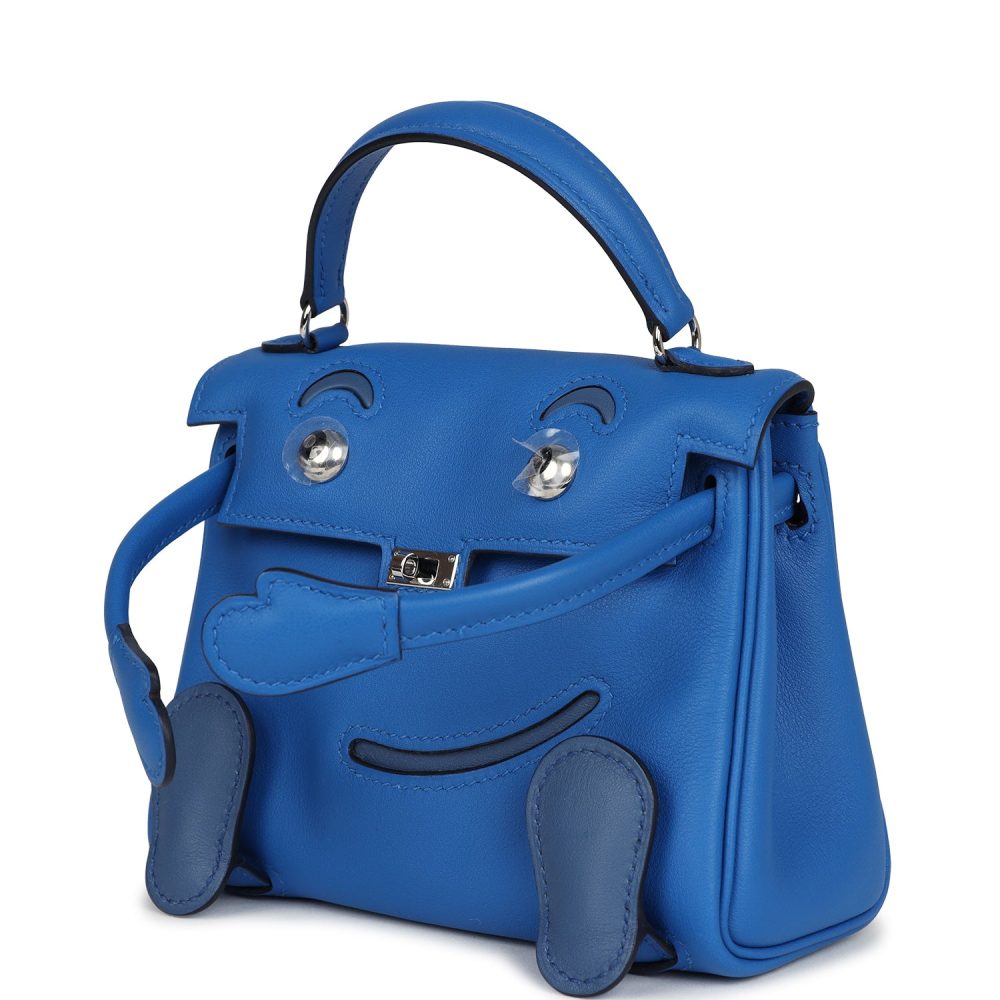 Hermes "Quelle Idolle" Kelly Doll Bleu Zellige and Bleu Agate Swift Palladium Hardware - Image 5