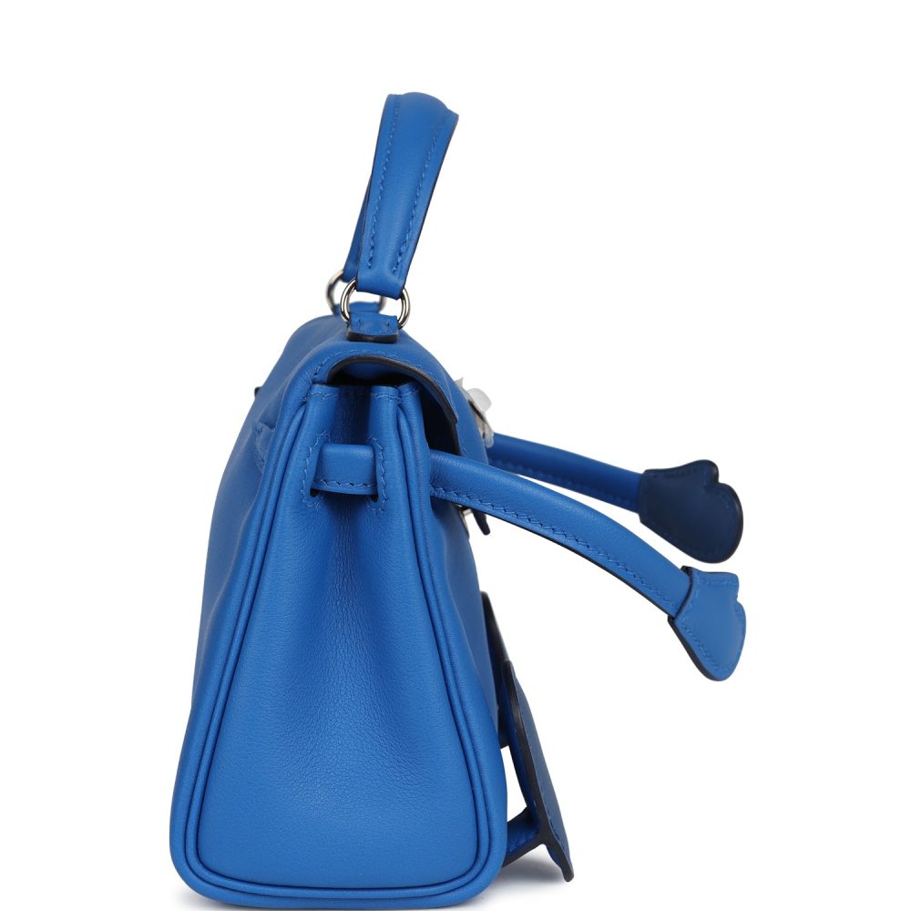 Hermes "Quelle Idolle" Kelly Doll Bleu Zellige and Bleu Agate Swift Palladium Hardware - Image 3