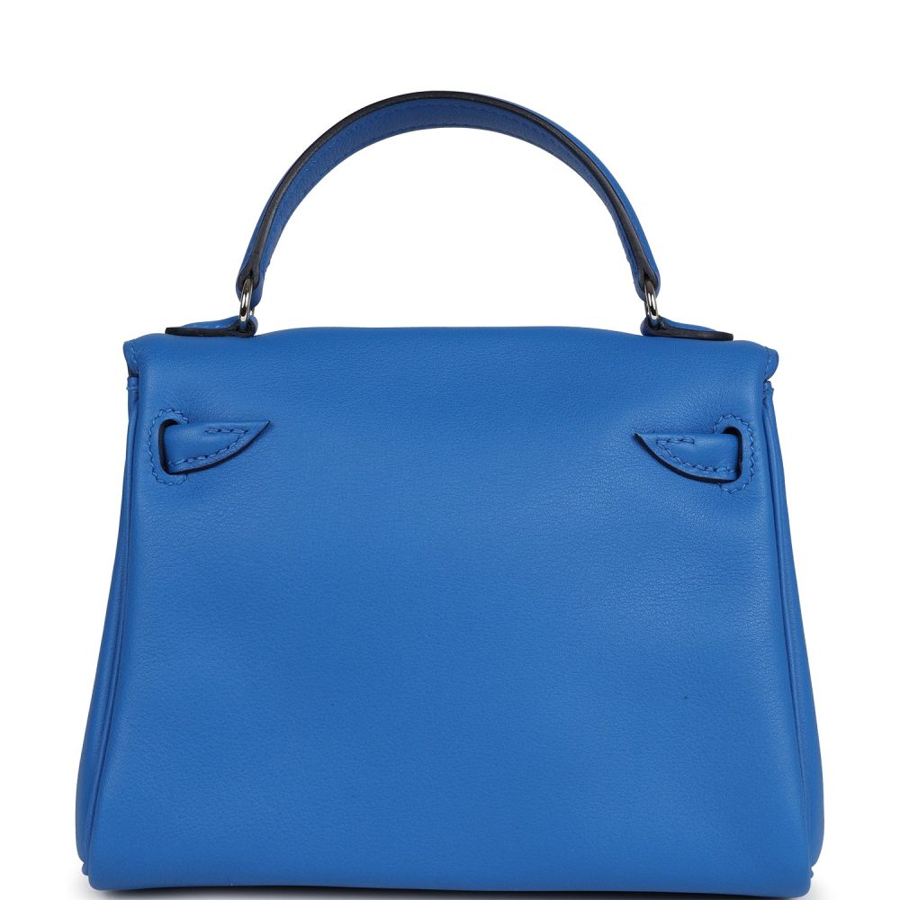 Hermes "Quelle Idolle" Kelly Doll Bleu Zellige and Bleu Agate Swift Palladium Hardware - Image 4