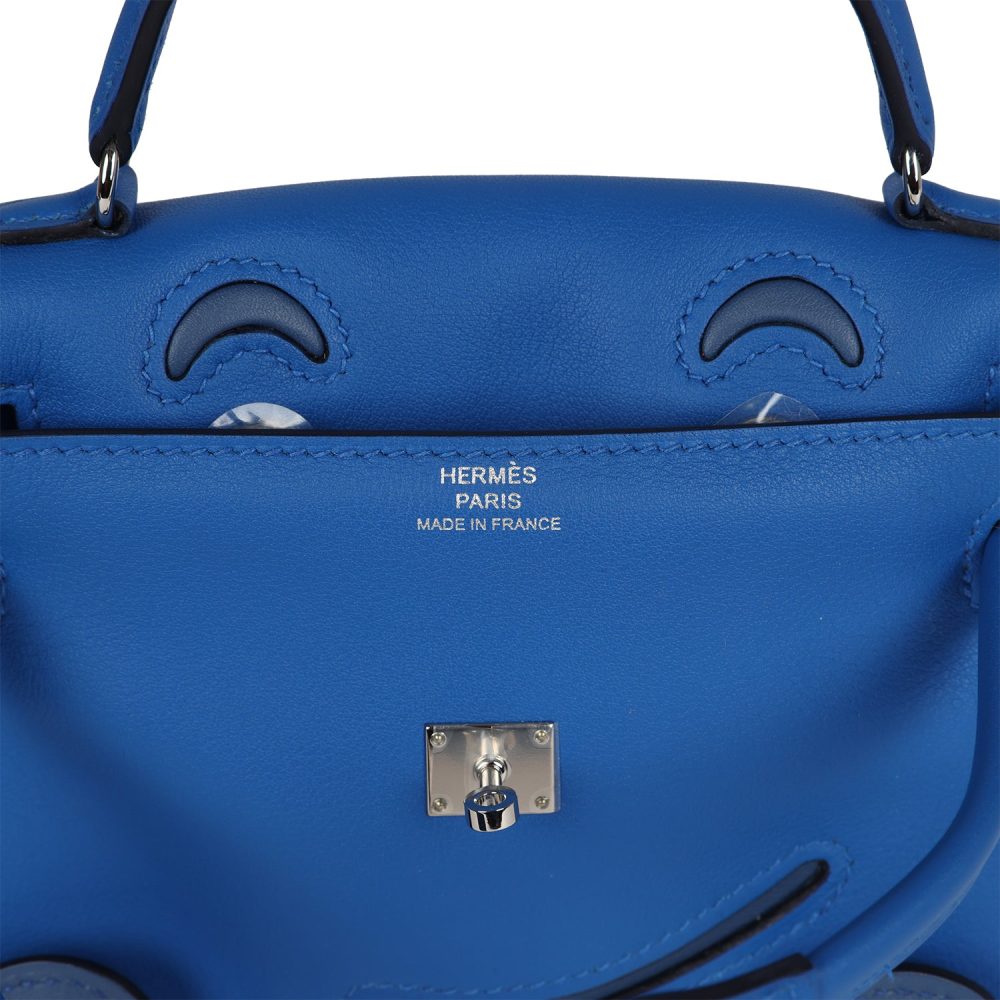 Hermes "Quelle Idolle" Kelly Doll Bleu Zellige and Bleu Agate Swift Palladium Hardware - Image 7
