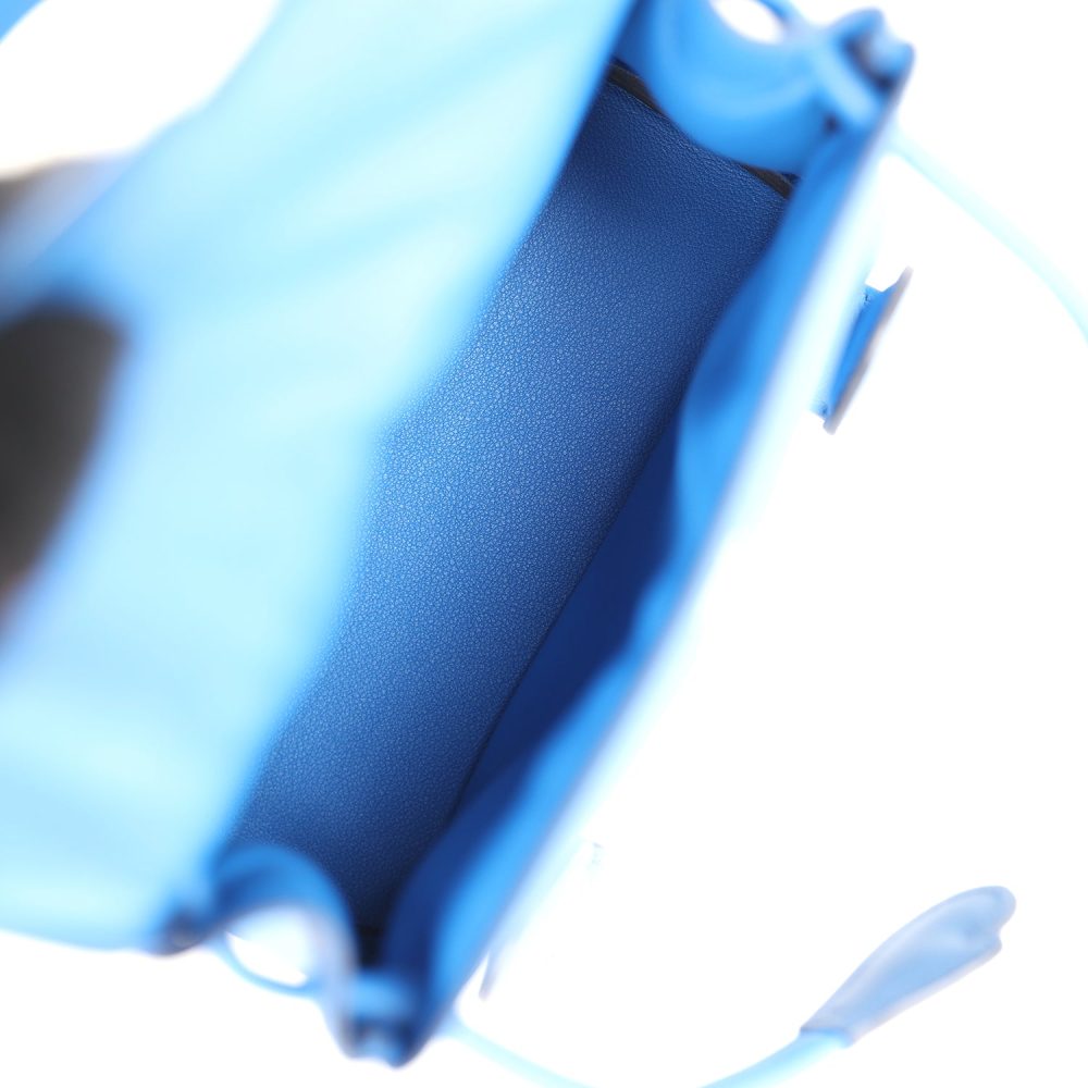 Hermes "Quelle Idolle" Kelly Doll Bleu Zellige and Bleu Agate Swift Palladium Hardware - Image 8
