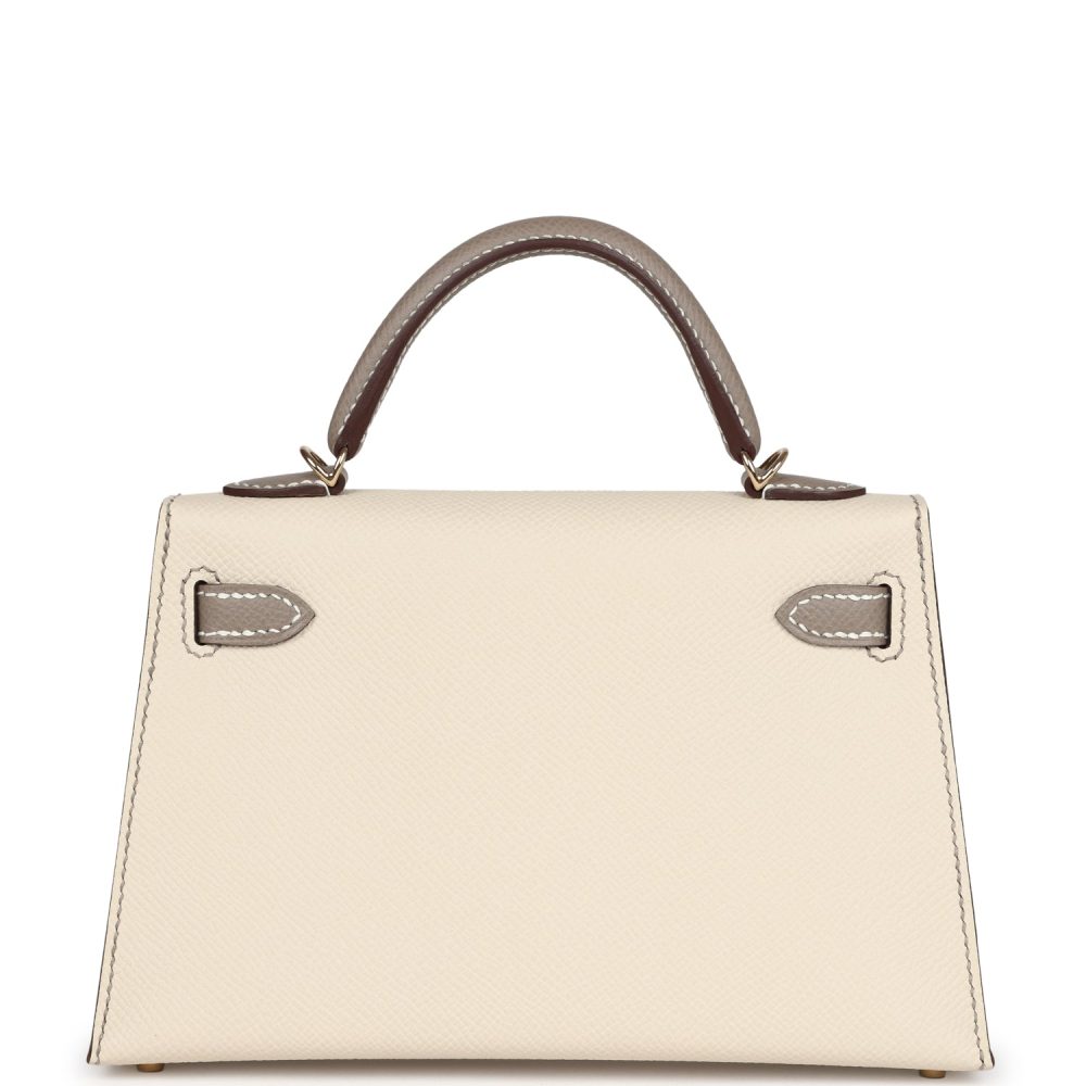 Hermes Special Order (HSS) Kelly Sellier 20 Craie and Gris Asphalte Epsom Permabrass Hardware - Image 4