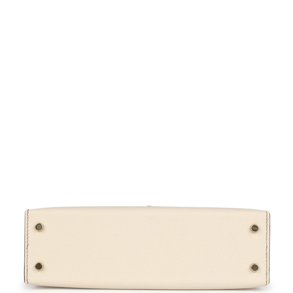 Hermes Special Order (HSS) Kelly Sellier 20 Craie and Gris Asphalte Epsom Permabrass Hardware - Image 6