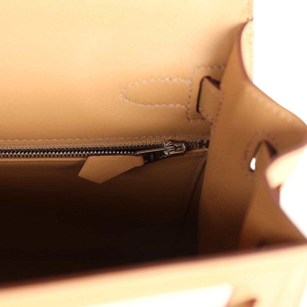 Hermes Kelly Sellier 28 Biscuit Toile H Canvas and Swift Palladium Hardware - Image 8