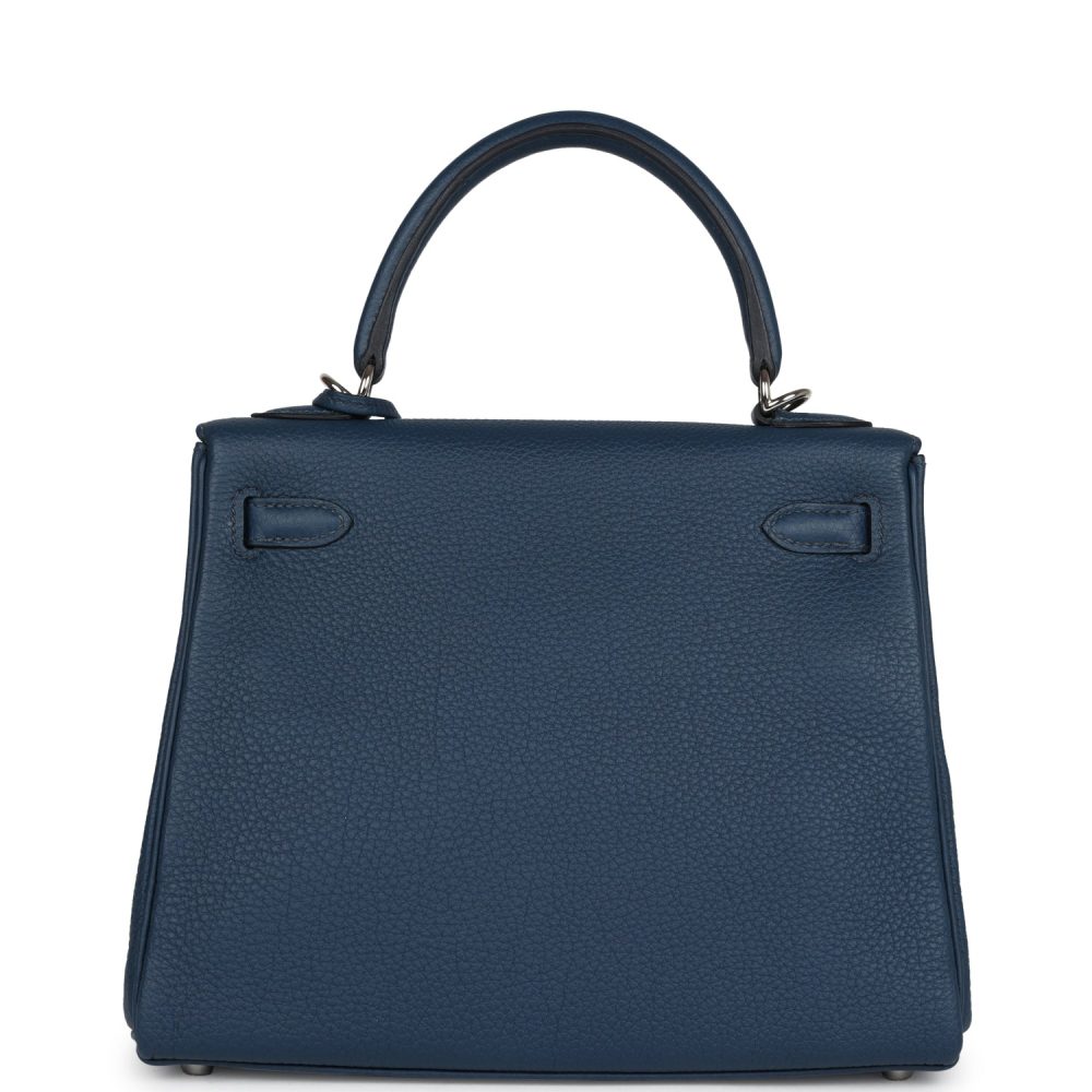Hermes Kelly Retourne 25 Bleu De Prusse Togo Palladium Hardware - Image 4