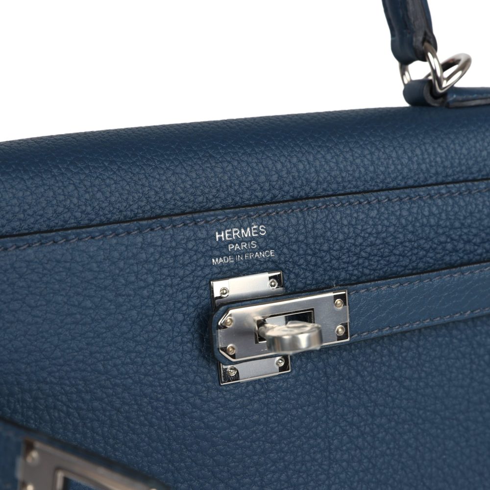 Hermes Kelly Retourne 25 Bleu De Prusse Togo Palladium Hardware - Image 7