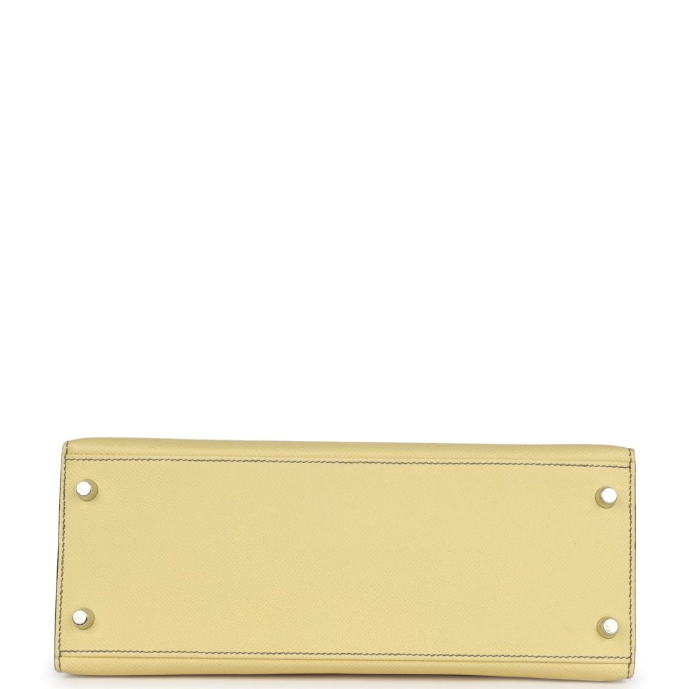 Pre-owned Hermes Special Order (HSS) Kelly Sellier 28 Rose Confetti and Jaune Poussin Epsom Palladium Hardware - Image 6