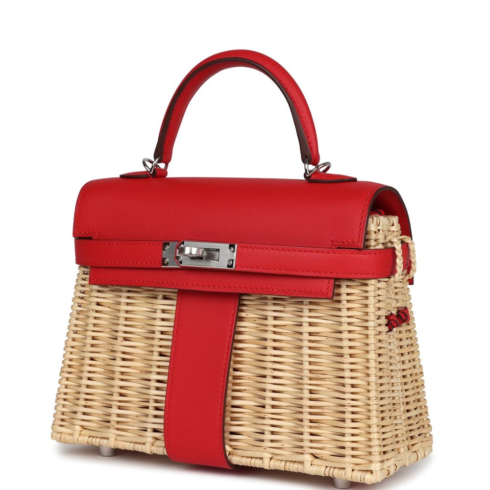Hermes Mini Picnic Kelly 20 Rouge De Coeur Swift Palladium Hardware - Image 5