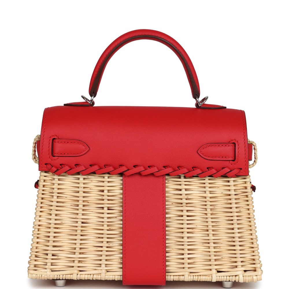 Hermes Mini Picnic Kelly 20 Rouge De Coeur Swift Palladium Hardware - Image 4