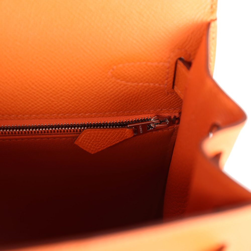 Hermes Kelly Sellier 28 Orange Epsom Palladium Hardware - Image 9