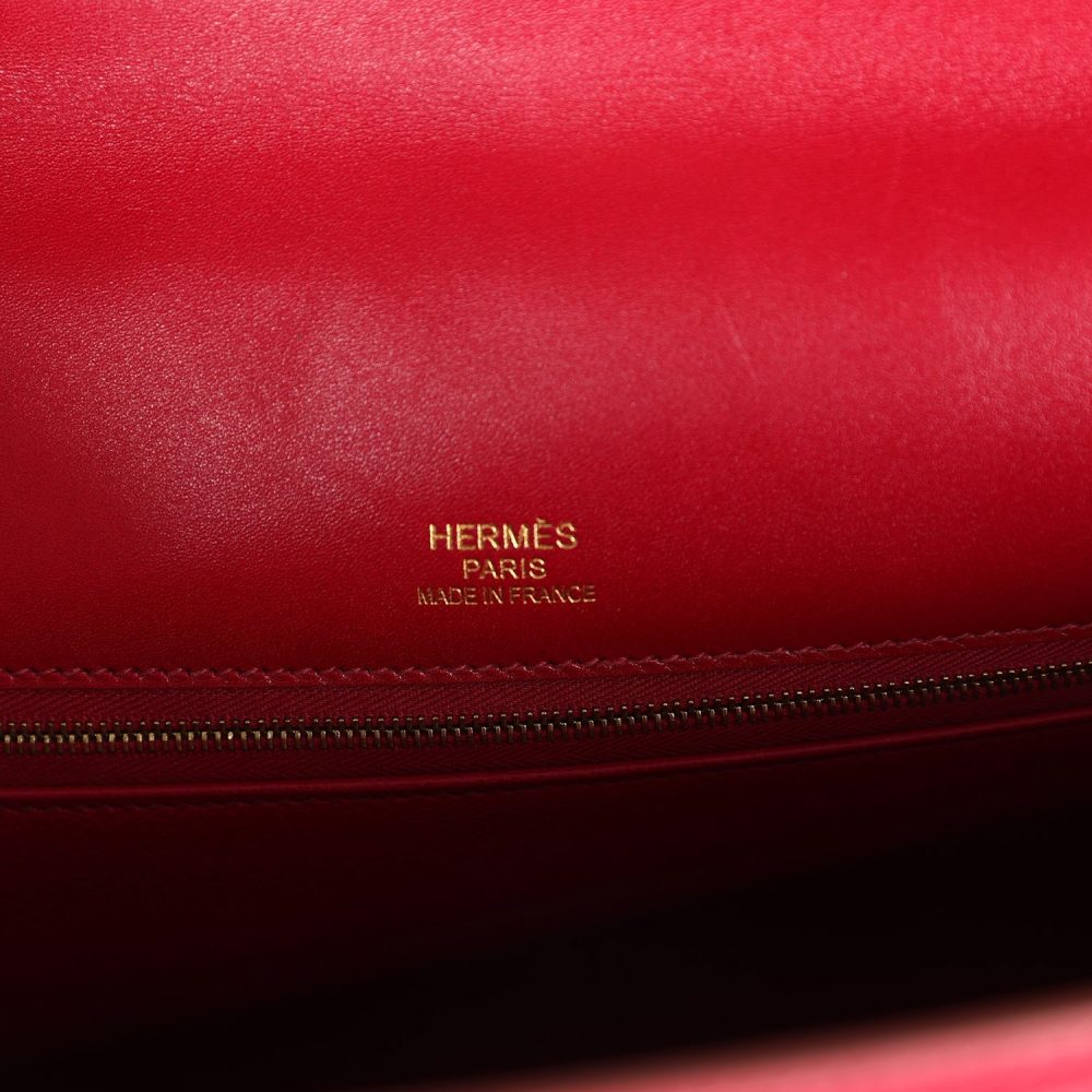 Pre-owned Hermes Ghillies Kelly Retourne 35 Rubis Tadelakt Permabrass Hardware - Image 7