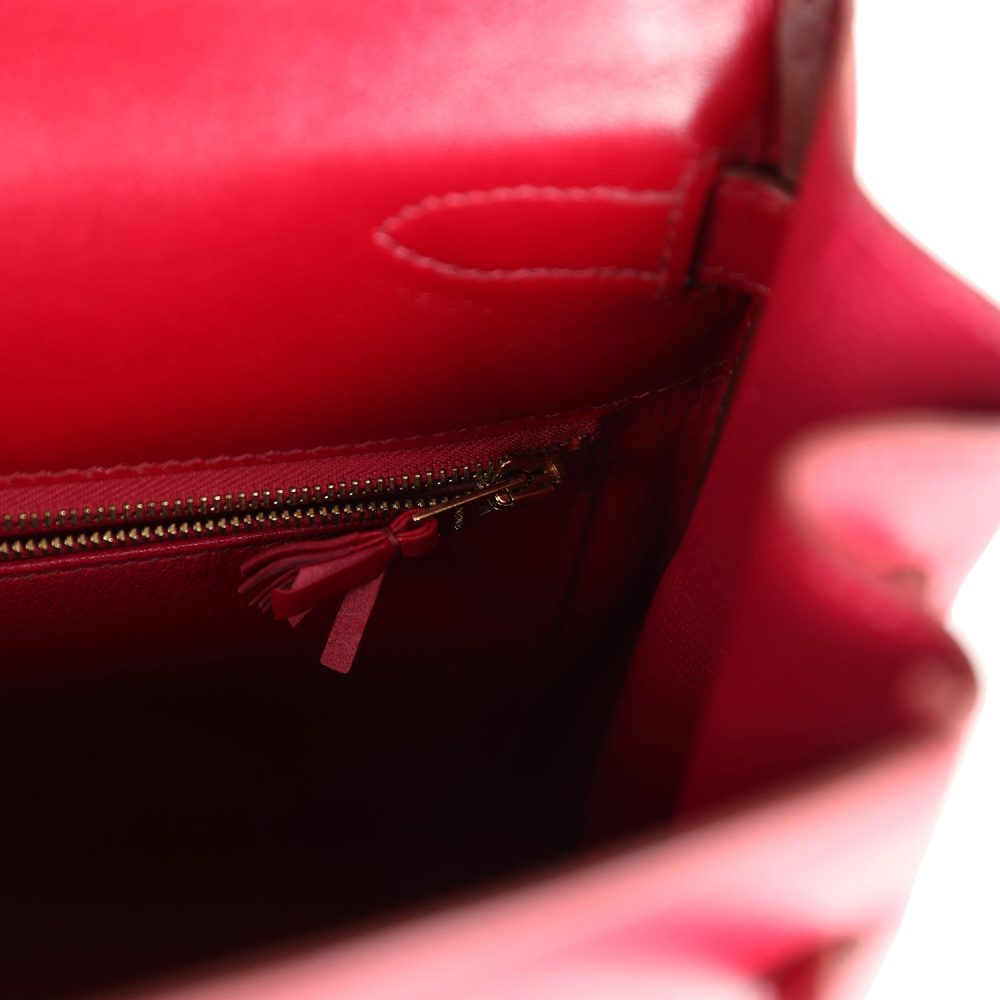 Pre-owned Hermes Ghillies Kelly Retourne 35 Rubis Tadelakt Permabrass Hardware - Image 8